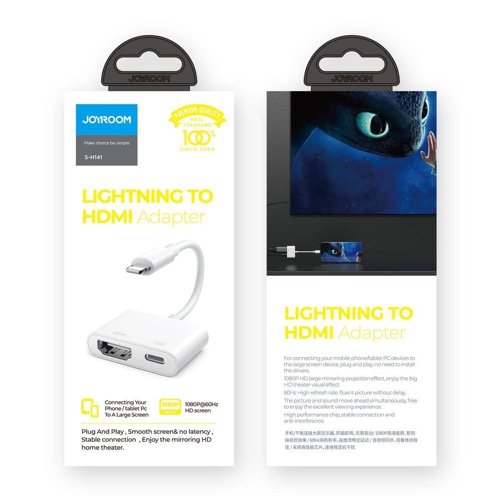 Adapter Joyroom S-H141 Lightning (męski) - HDMI FullHD 1080p 60Hz - biały – zdjęcie 5