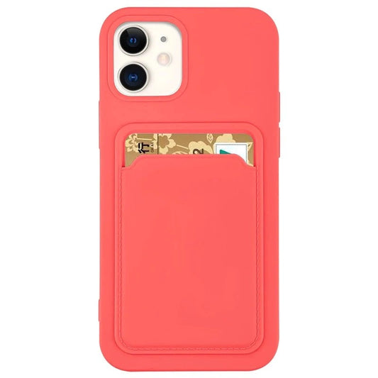 Silikonowe etui Card Case z kieszonką na do iPhone 12 Pro Max - koralowe