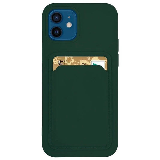 Card Case silikonowe do Samsung Galaxy S21+ 5G (S21 Plus 5G) ciemnozielony