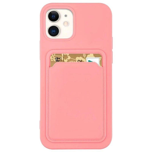 Card Case silikonowe etui portfel z do Samsung Galaxy A72 4G różowy