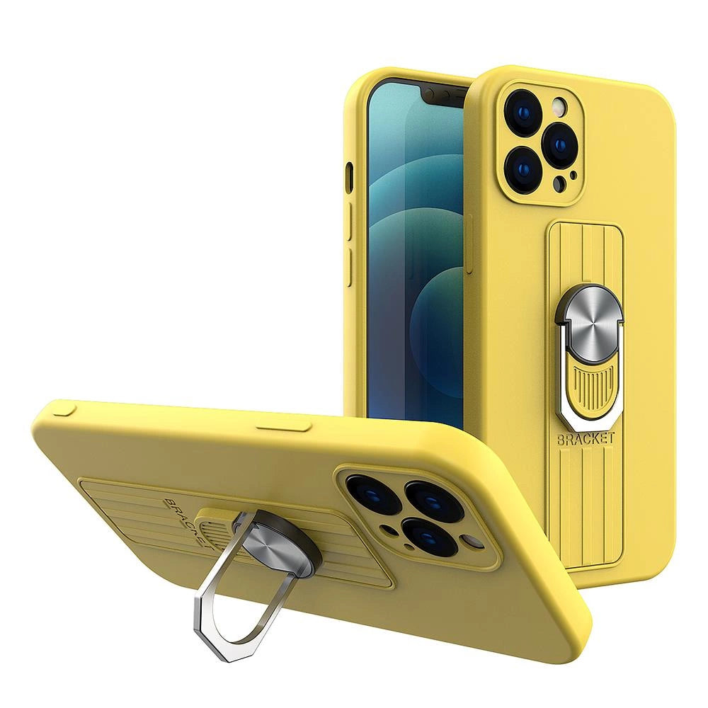 Ring Case silikonowe etui z uchwytem na palec i do iPhone 11 Pro Max żółty