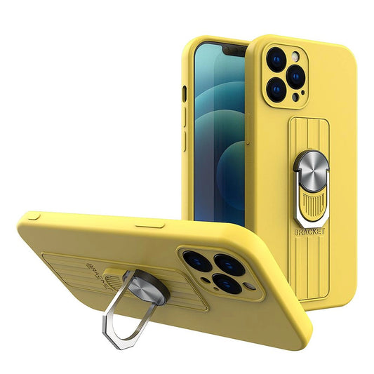 Ring Case silikonowe etui z uchwytem na palec i do iPhone 11 Pro Max żółty
