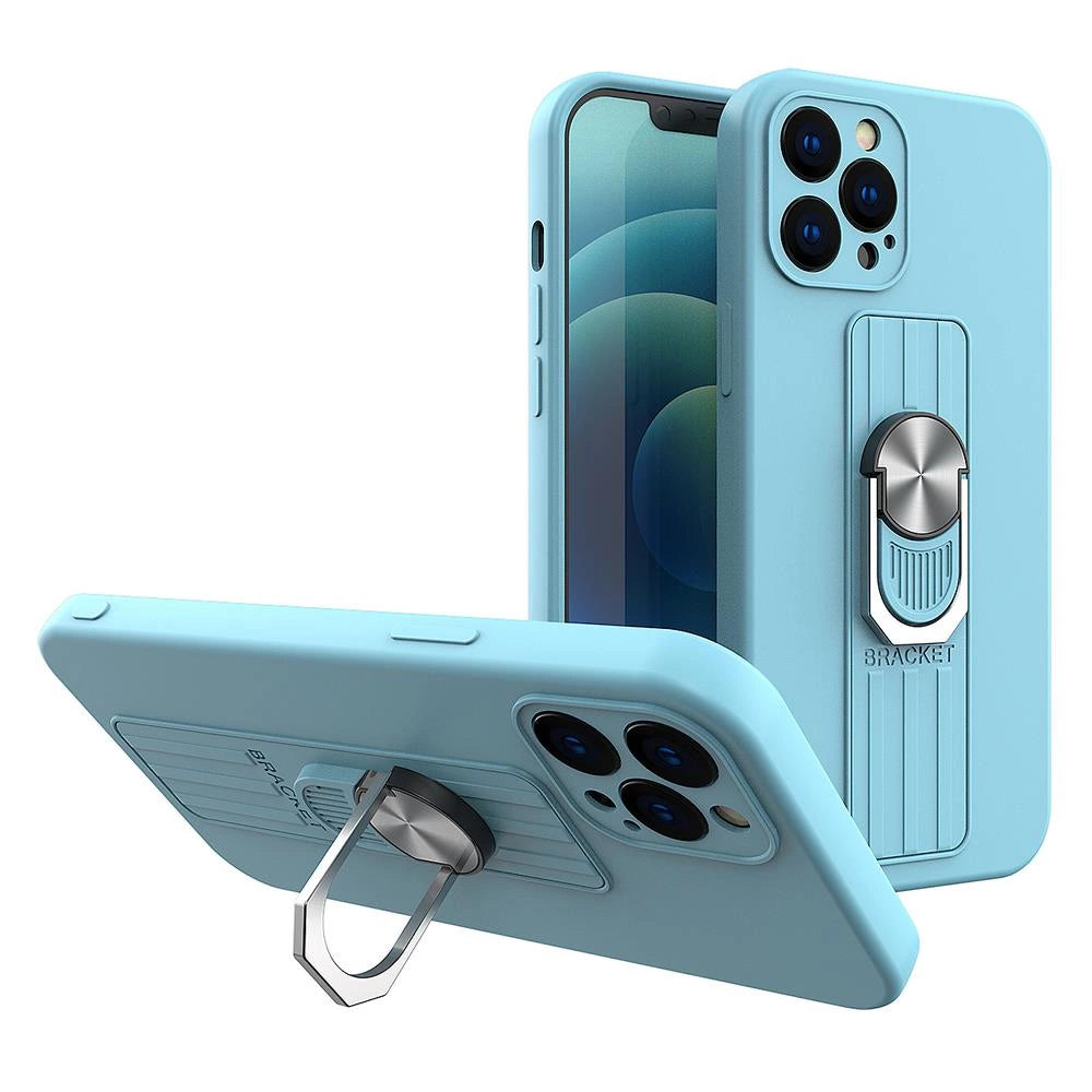 Ring Case silikonowe etui z uchwytem na do iPhone 13 Pro jasnoniebieski