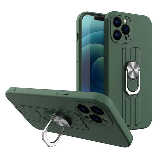 Ring Case silikonowe do Samsung Galaxy S21+ 5G (S21 Plus 5G) ciemnozielony