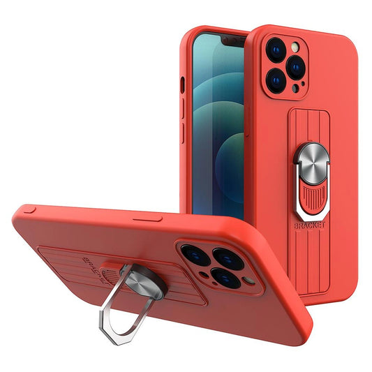 Ring Case silikonowe etui z uchwytem na do Samsung Galaxy A72 4G czerwony