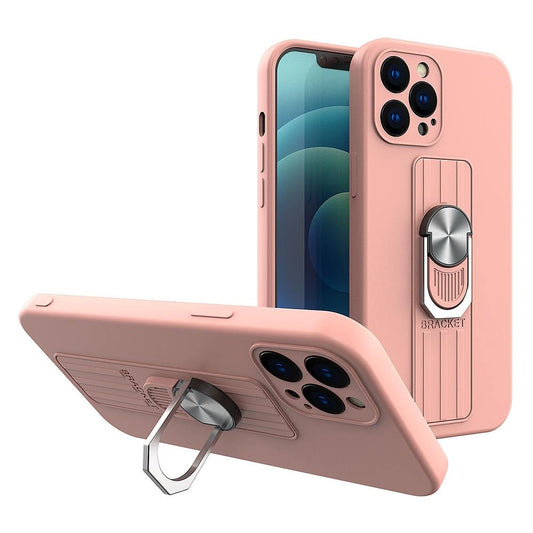 Ring Case silikonowe etui z uchwytem na do Samsung Galaxy A72 4G różowy