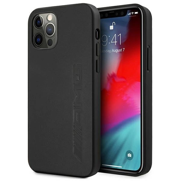 Etui AMG Leather Hot Stamped na iPhone 12 Pro Max - czarne