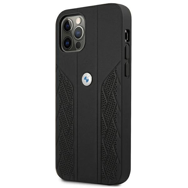 Etui BMW Leather Curve Perforate na iPhone 12 Pro Max - czarne – zdjęcie 2