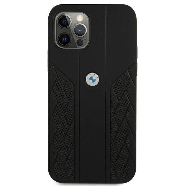 Etui BMW Leather Curve Perforate na iPhone 12 Pro Max - czarne – zdjęcie 3