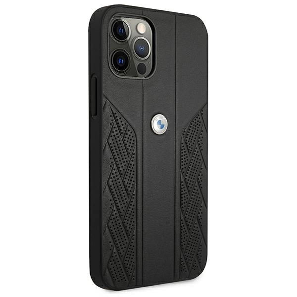 Etui BMW Leather Curve Perforate na iPhone 12 Pro Max - czarne – zdjęcie 4