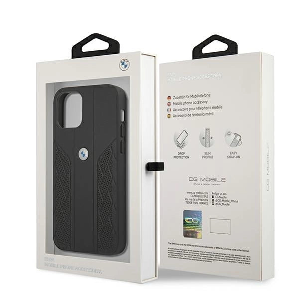Etui BMW Leather Curve Perforate na iPhone 12 Pro Max - czarne – zdjęcie 8