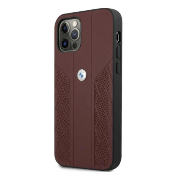 Etui BMW Leather Curve Perforate na iPhone 12 Pro Max - czerwone – zdjęcie 2