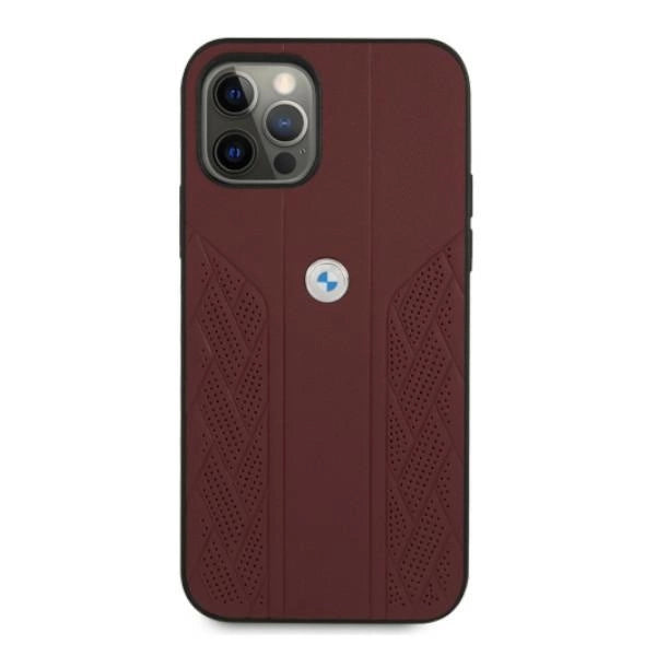 Etui BMW Leather Curve Perforate na iPhone 12 Pro Max - czerwone – zdjęcie 3