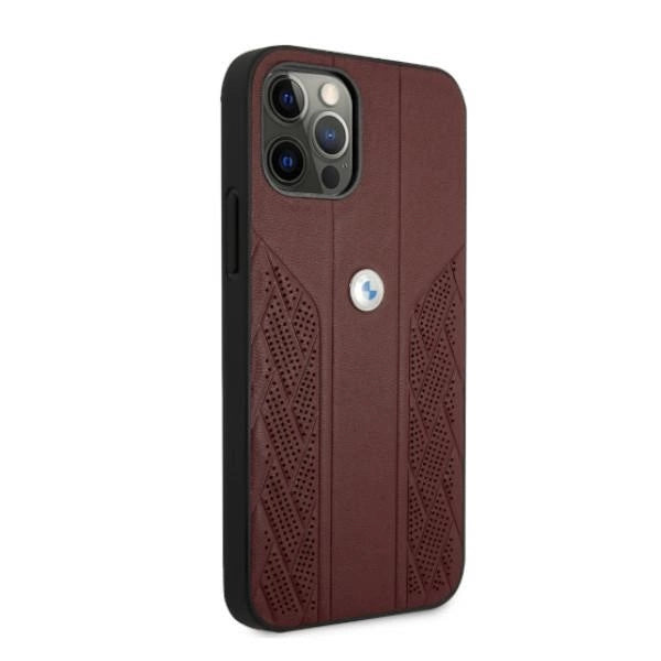 Etui BMW Leather Curve Perforate na iPhone 12 Pro Max - czerwone – zdjęcie 4