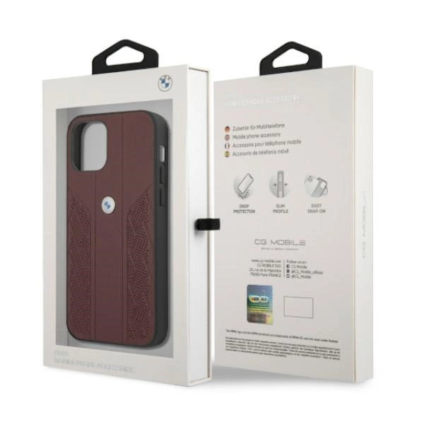 Etui BMW Leather Curve Perforate na iPhone 12 Pro Max - czerwone – zdjęcie 8