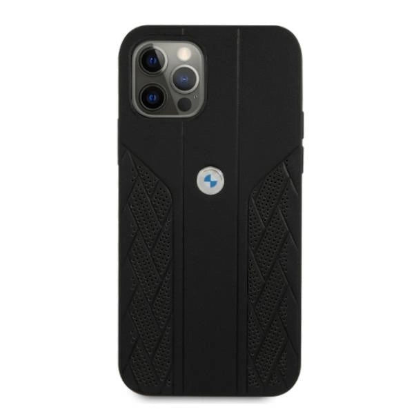Etui BMW Leather Curve Perforate na iPhone 12 / iPhone 12 Pro - czarne – zdjęcie 3