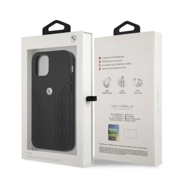 Etui BMW Leather Curve Perforate na iPhone 12 / iPhone 12 Pro - czarne – zdjęcie 8
