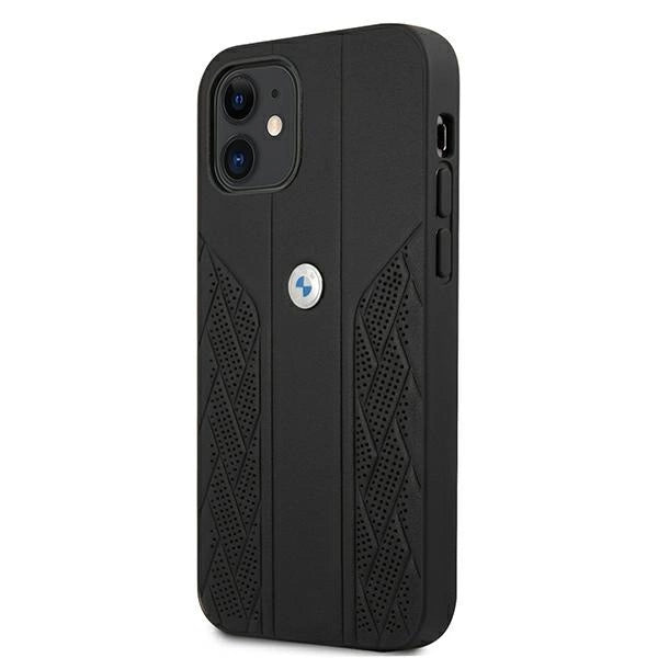 Etui BMW Leather Curve Perforate na iPhone 12 mini - czarne – zdjęcie 2