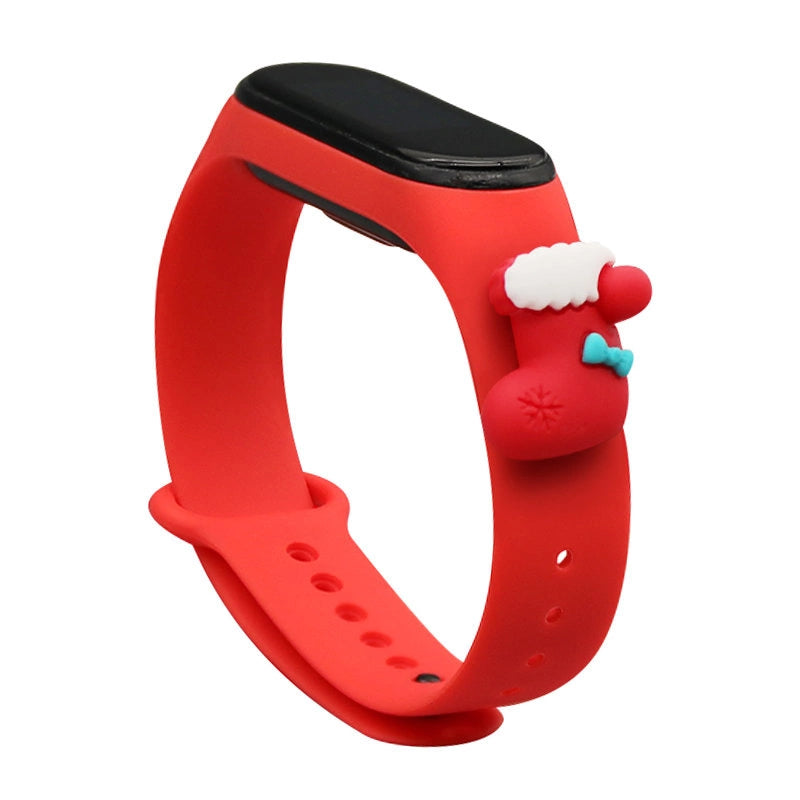 Opaska Strap Xmas do Xiaomi Mi Band 3 - czerwona