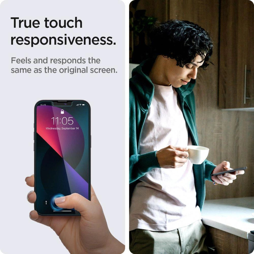 Szkło hartowane Spigen na iPhone 13 / 13 Pro / 14 / 16e / 17e- 2 szt. – zdjęcie 9