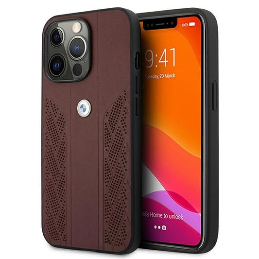 Etui BMW Leather Curve Perforate na iPhone 13 Pro / iPhone 13 - czerwone