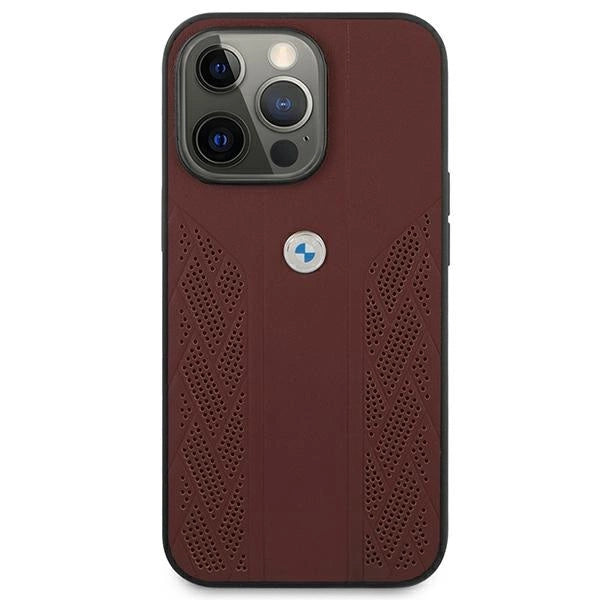 Etui BMW Leather Curve Perforate na iPhone 13 Pro / iPhone 13 - czerwone – zdjęcie 3