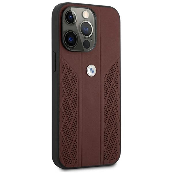 Etui BMW Leather Curve Perforate na iPhone 13 Pro / iPhone 13 - czerwone – zdjęcie 4