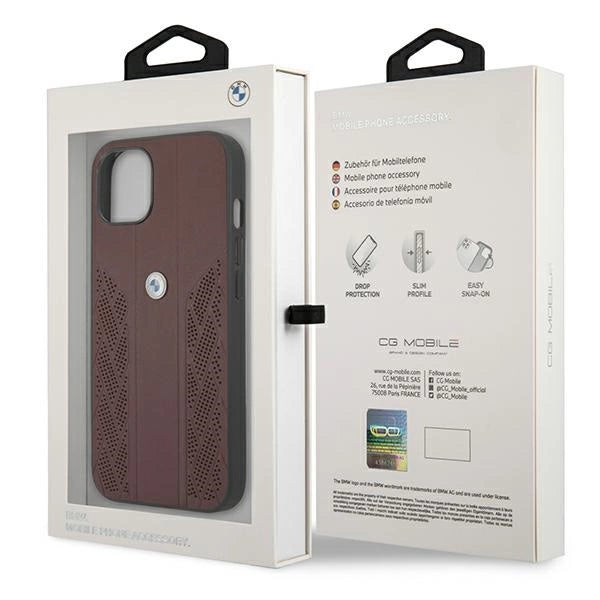 Etui BMW Leather Curve Perforate na iPhone 13 mini - czerwone – zdjęcie 7