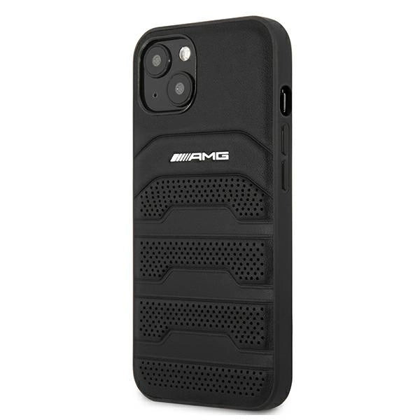 Etui AMG Leather Debossed Lines na iPhone 13 mini - czarne – zdjęcie 2