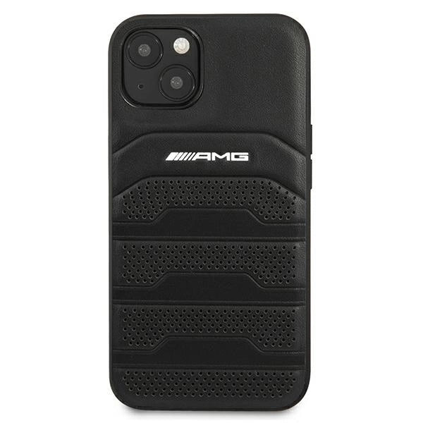 Etui AMG Leather Debossed Lines na iPhone 13 mini - czarne – zdjęcie 3