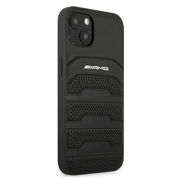 Etui AMG Leather Debossed Lines na iPhone 13 mini - czarne – zdjęcie 4