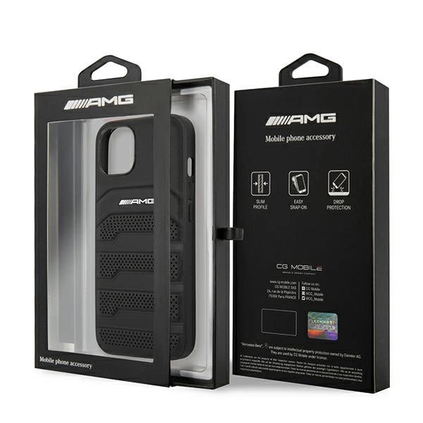 Etui AMG Leather Debossed Lines na iPhone 13 mini - czarne – zdjęcie 8
