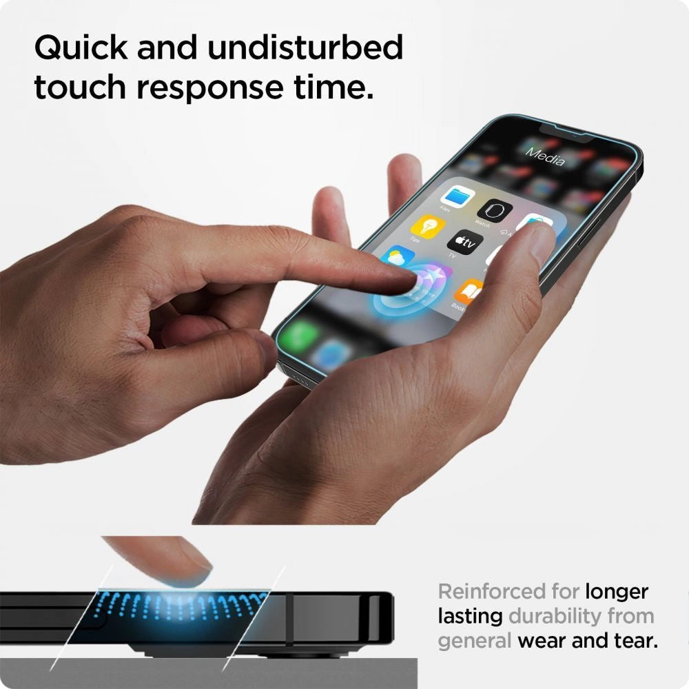 Szkło hartowane Spigen Glas.tR EZ na iPhone 13 / 13 Pro / 14 / 16e / 17e – zdjęcie 4