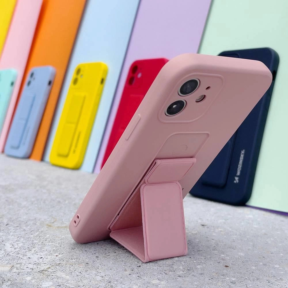Wozinsky Kickstand Case silikonowe etui z podstawką iPhone 13 mini różowe – zdjęcie 9
