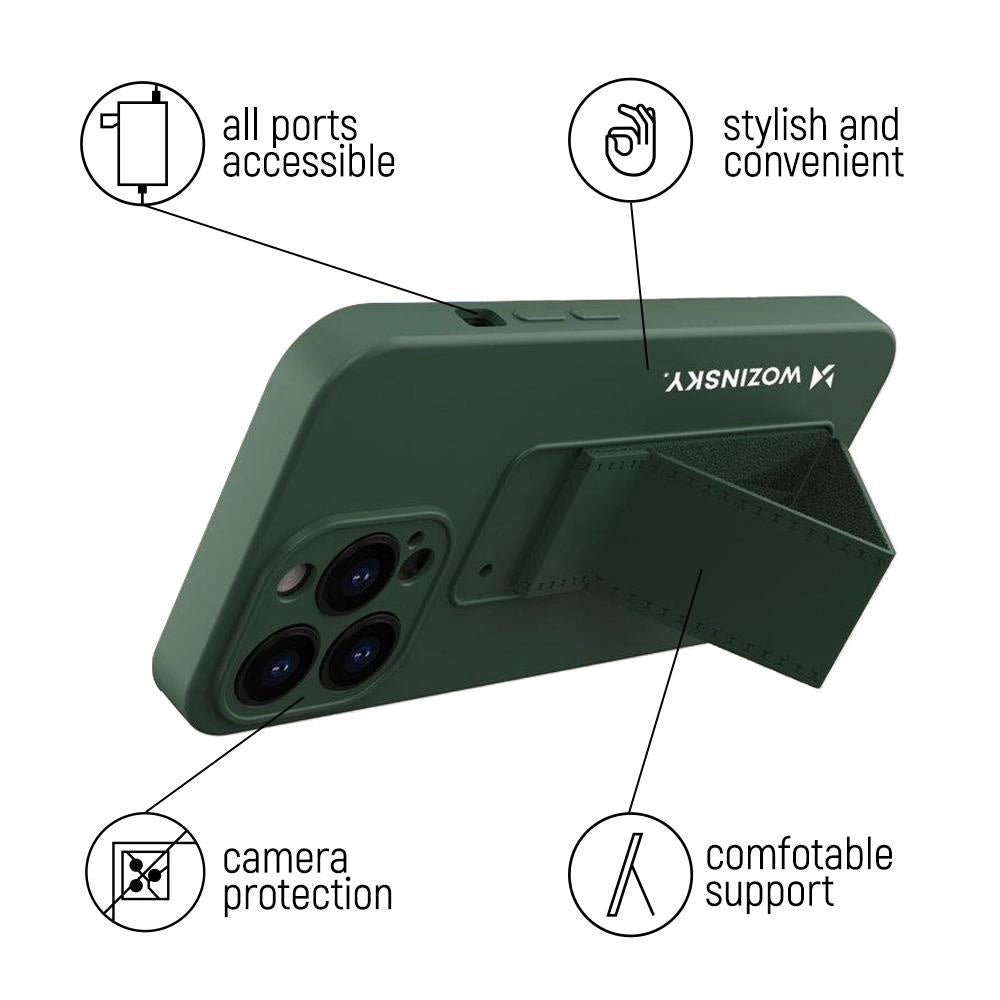 Wozinsky Kickstand Case silikonowe etui z podstawką iPhone 13 mini żółte – zdjęcie 2