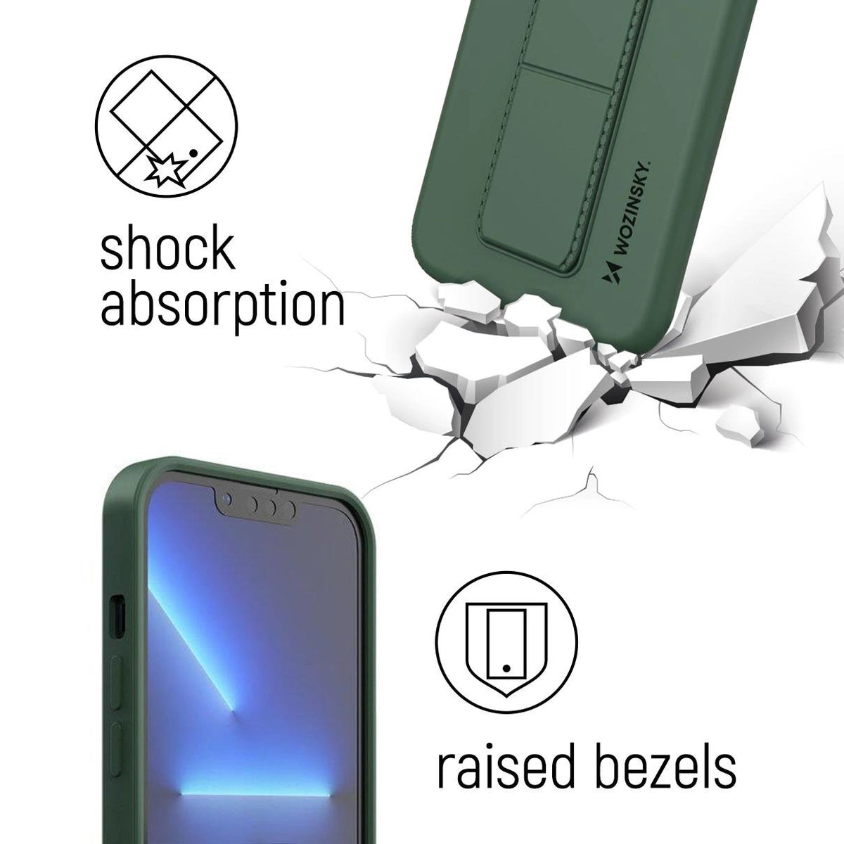 Wozinsky Kickstand Case silikonowe etui z podstawką iPhone 13 mini żółte – zdjęcie 4