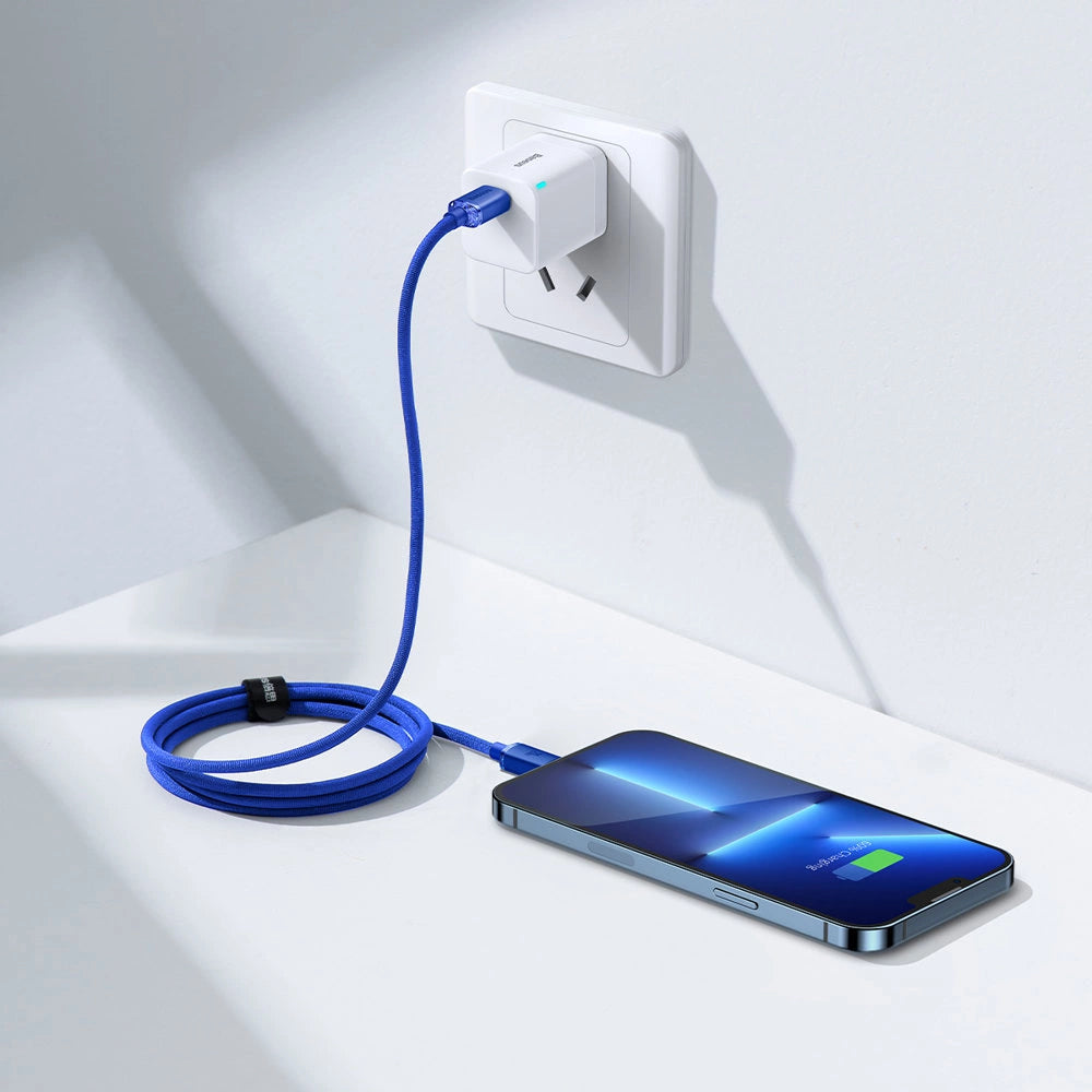 Kabel Baseus CAJY000203 Lightning - USB-C PD 20W 480Mb/s 1,2m - niebieski – zdjęcie 10