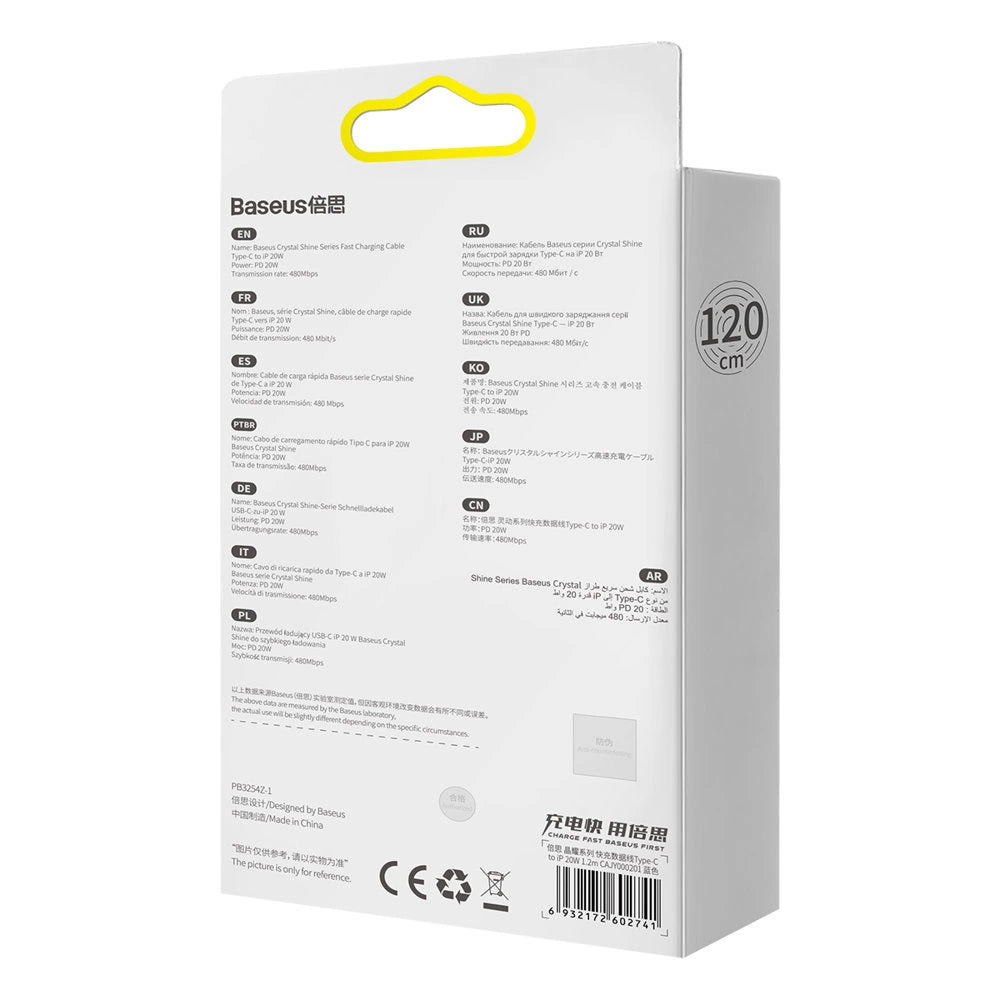 Kabel Baseus CAJY000203 Lightning - USB-C PD 20W 480Mb/s 1,2m - niebieski – zdjęcie 6