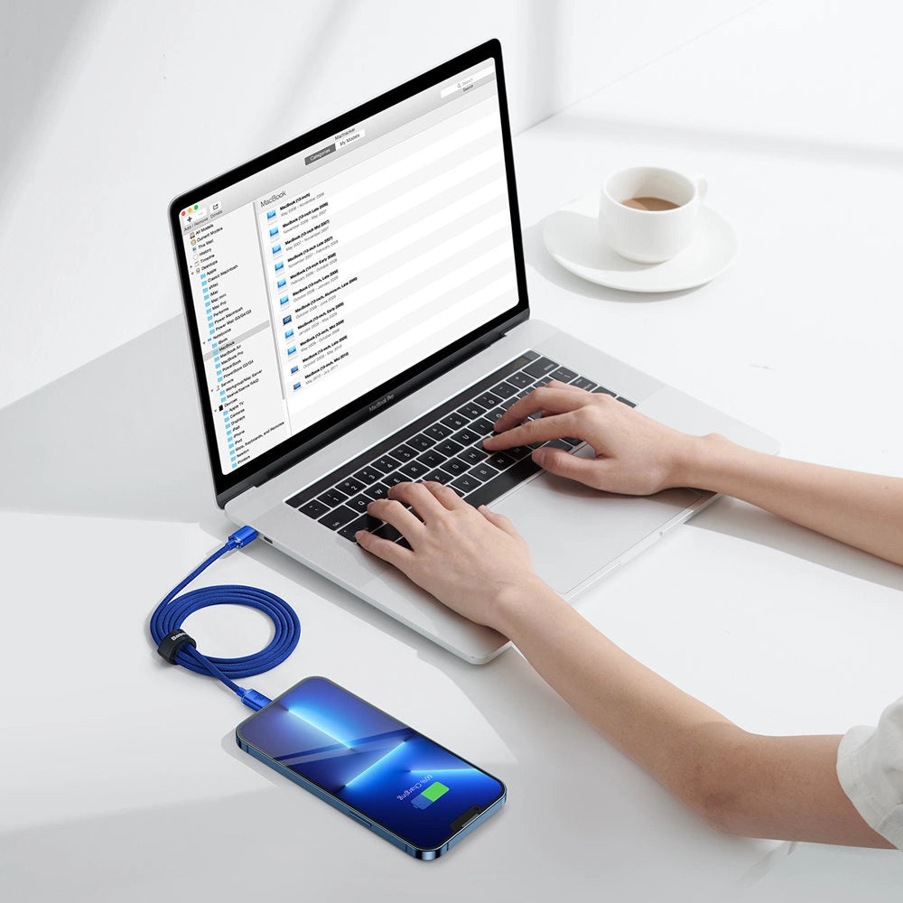 Kabel Baseus CAJY000203 Lightning - USB-C PD 20W 480Mb/s 1,2m - niebieski – zdjęcie 9
