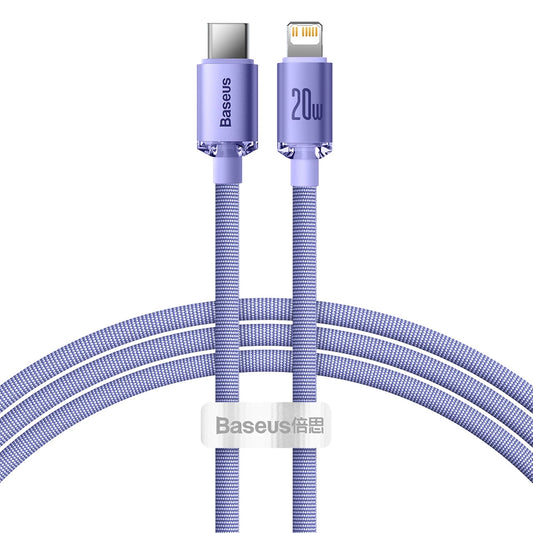 Kabel Baseus CAJY000205 Lightning - USB-C PD 20W 480Mb/s 1,2m - fioletowy