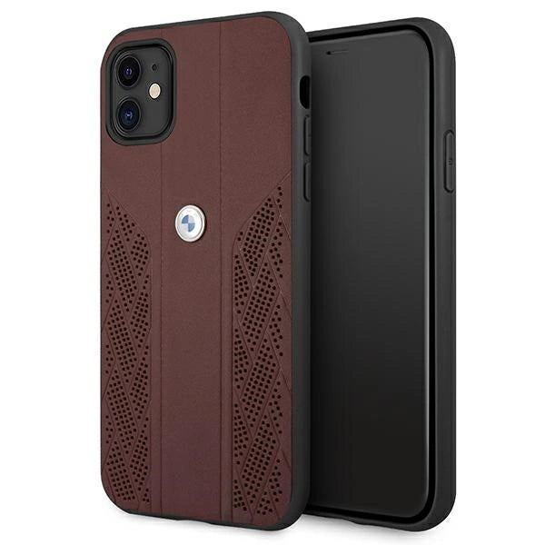 Etui BMW Leather Curve Perforate na iPhone 11 / Xr - czerwone