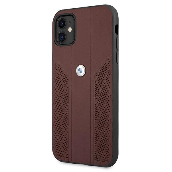 Etui BMW Leather Curve Perforate na iPhone 11 / Xr - czerwone – zdjęcie 2
