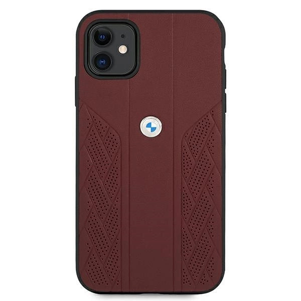 Etui BMW Leather Curve Perforate na iPhone 11 / Xr - czerwone – zdjęcie 3