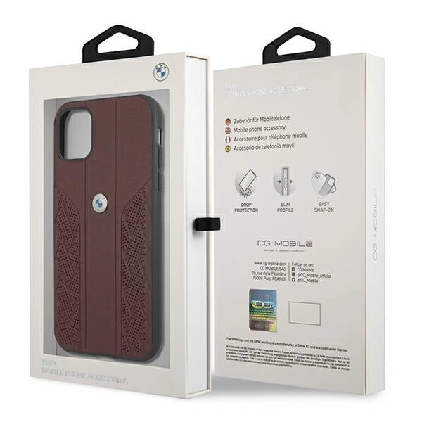 Etui BMW Leather Curve Perforate na iPhone 11 / Xr - czerwone – zdjęcie 8