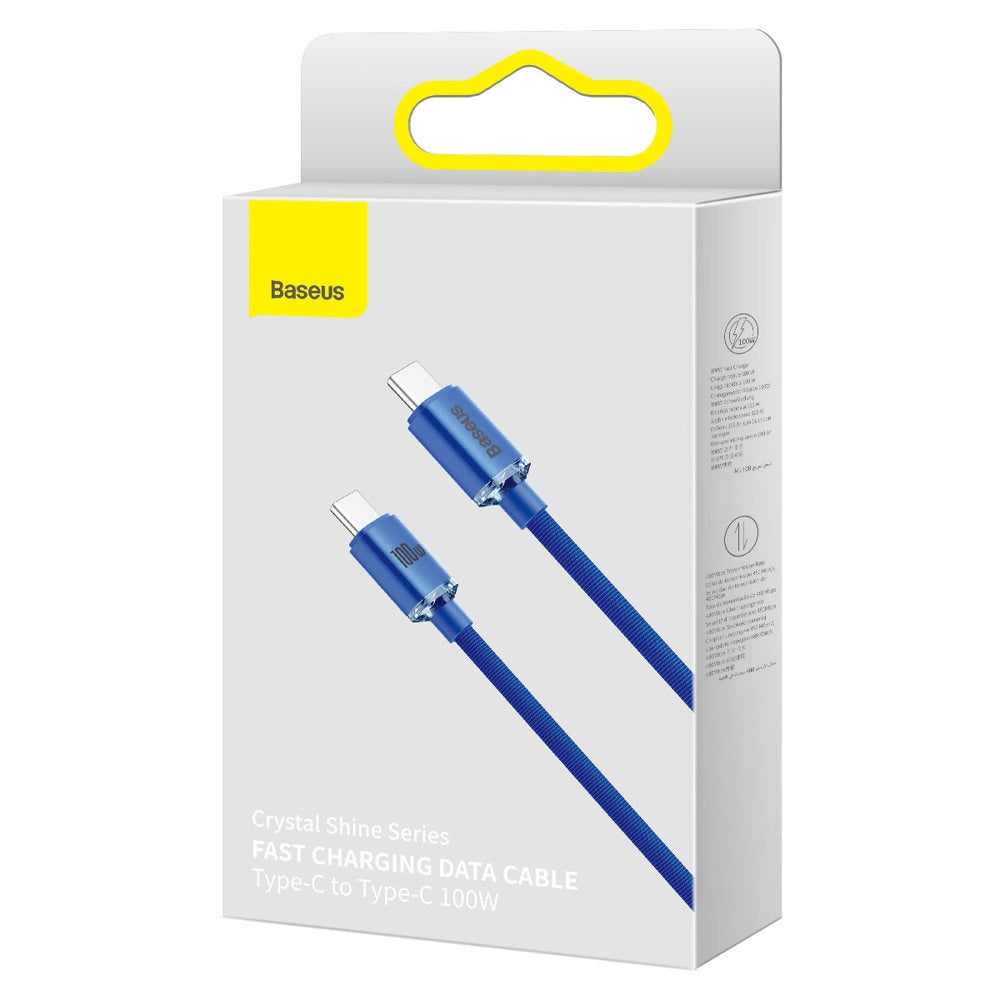 Kabel Baseus CAJY000603 USB-C - USB-C PD 100W 5A 480Mb/s 1,2m - niebieski – zdjęcie 5
