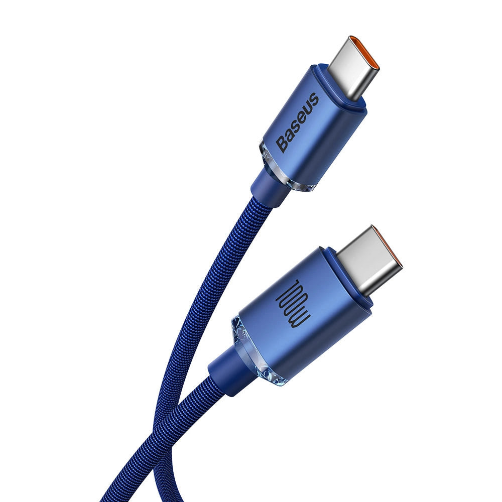 Kabel Baseus CAJY000603 USB-C - USB-C PD 100W 5A 480Mb/s 1,2m - niebieski – zdjęcie 2