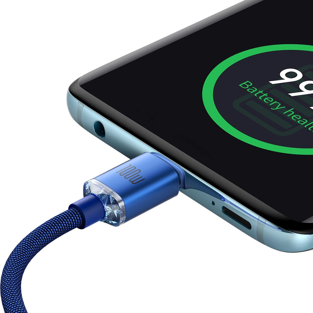 Kabel Baseus CAJY000603 USB-C - USB-C PD 100W 5A 480Mb/s 1,2m - niebieski – zdjęcie 4