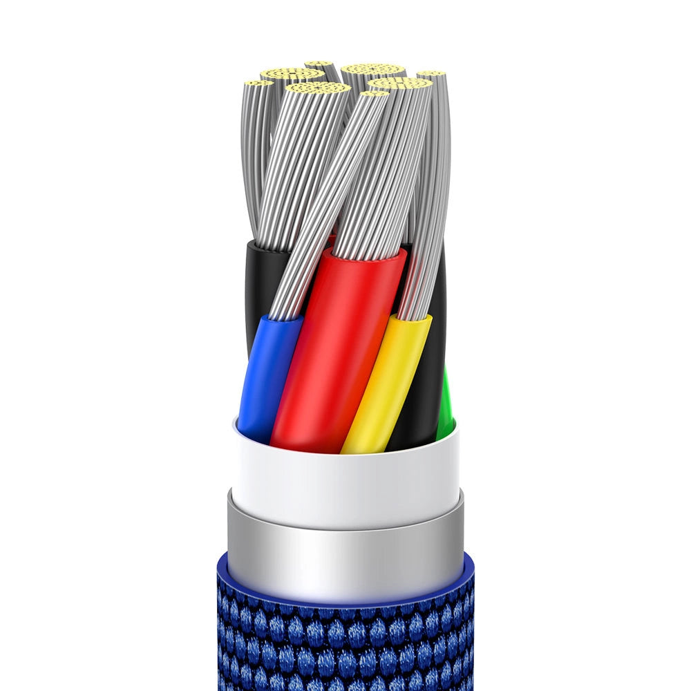 Kabel Baseus CAJY000603 USB-C - USB-C PD 100W 5A 480Mb/s 1,2m - niebieski – zdjęcie 7