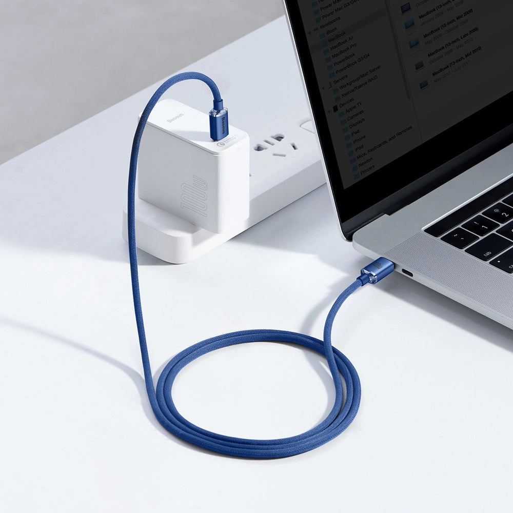 Kabel Baseus CAJY000603 USB-C - USB-C PD 100W 5A 480Mb/s 1,2m - niebieski – zdjęcie 10