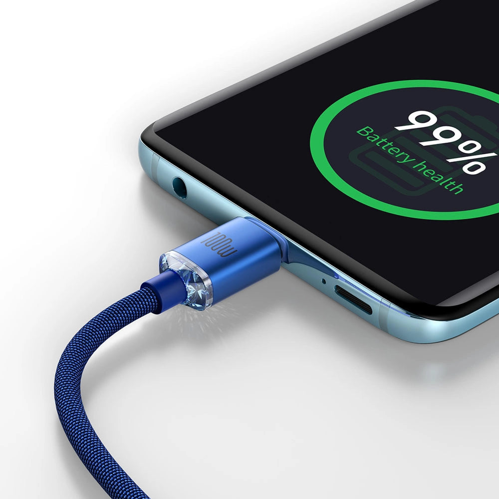 Kabel Baseus CAJY000603 USB-C - USB-C PD 100W 5A 480Mb/s 1,2m - niebieski – zdjęcie 11